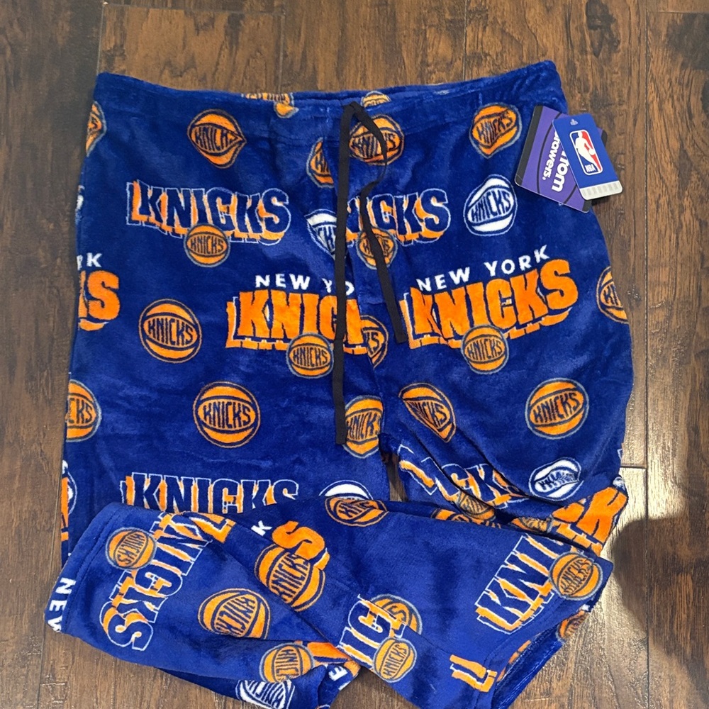 NBA New York Knicks Plush Lounge Pants - Blue & Orange NEW XXL